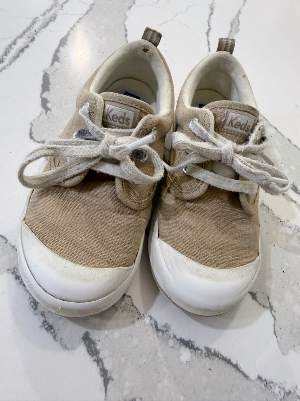 Keds Kids Tan Canvas Sneakers with White Toe